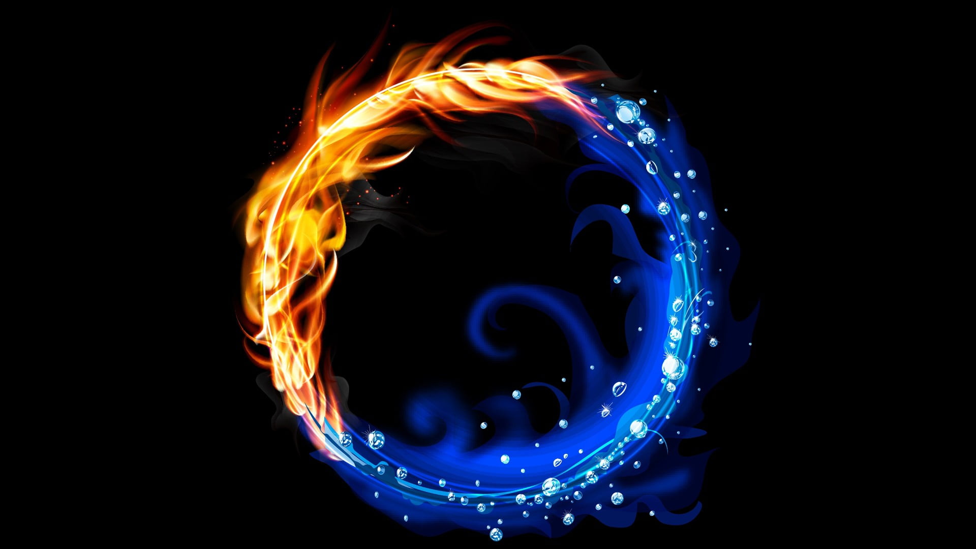 water and fire logo, abstract, vector, colorful, fire