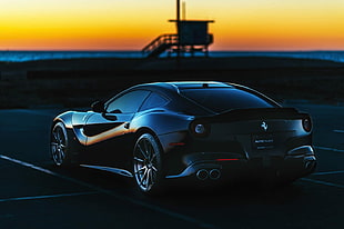 black and blue car die-cast model, car, Ferrari