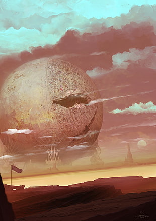 planet painting, Kuldar Leement, futuristic, science fiction, artwork
