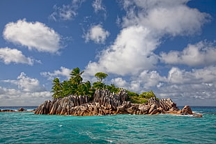 island surrounded by body of water, Seychelles, island, sea, tropical