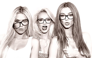 three woman with eyeglasses HD wallpaper