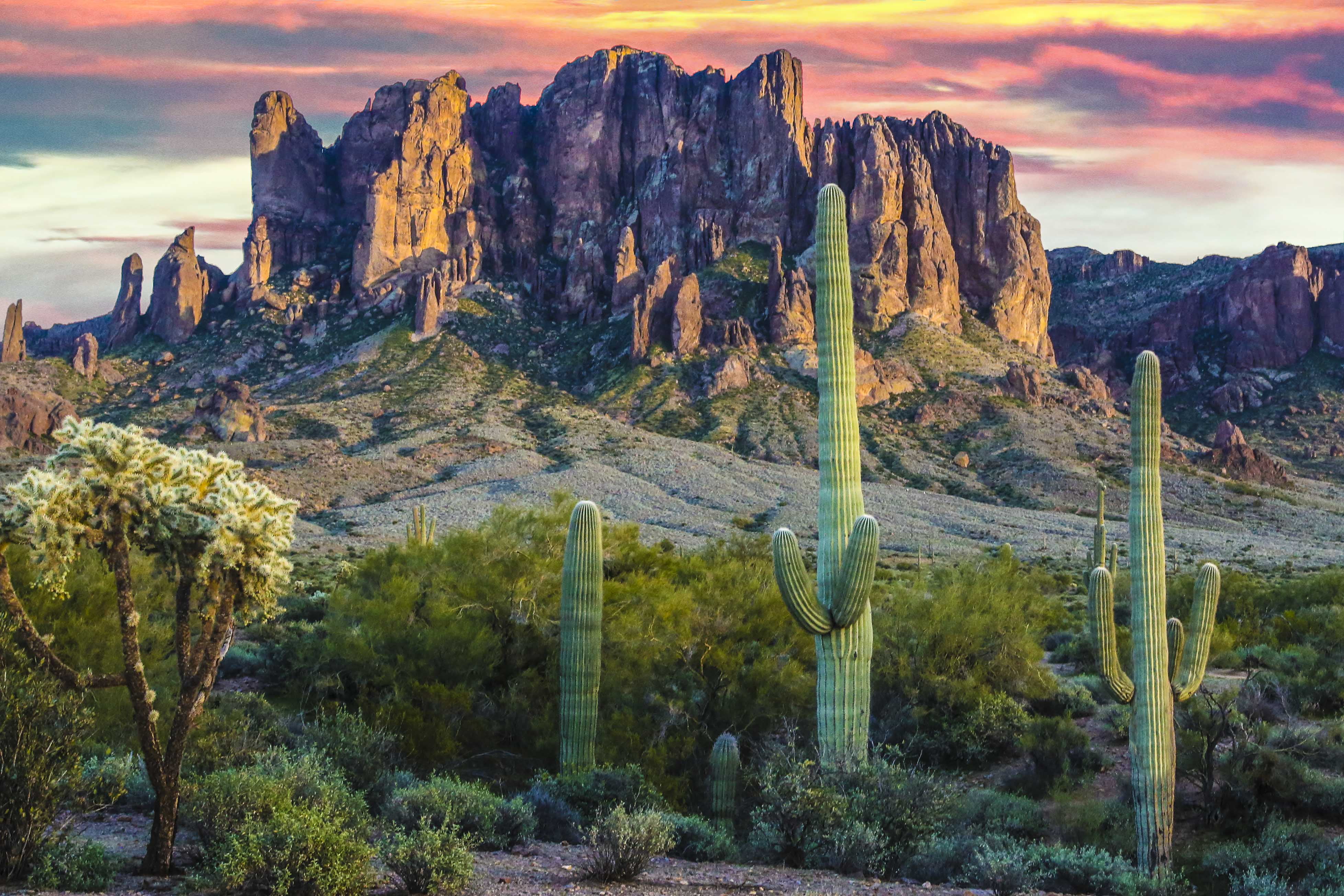 Landscape Photo Of Rock Mountain Superstition Mountains Hd Wallpaper