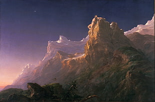 mountain during nighttime digital wallpaper, Greek mythology, Prometheus (mythology), landscape, artwork