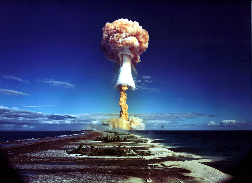 white clouds, nuclear HD wallpaper