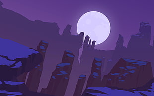 moon and mountain illustration