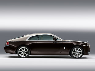 brown coupe on white floor HD wallpaper