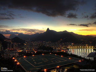 aerial photography of buildings at night, landscape, cityscape, Rio de Janeiro HD wallpaper