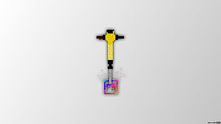 yellow and multicolored 3D wallpaper, pixel art, Trixel