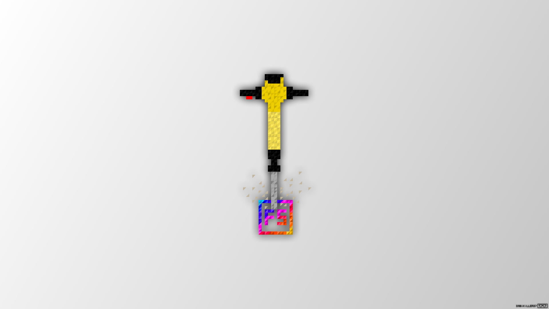 yellow and multicolored 3D wallpaper, pixel art, Trixel