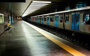 silver train, subway, urban