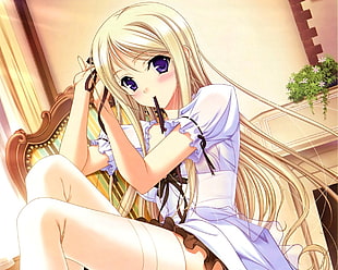 blonde haired girl anime character HD wallpaper