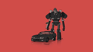 black car illustration, car, Transformers, minimalism, Mad Max