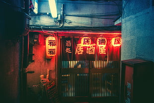 red and white lantern, Japan, night, town, city
