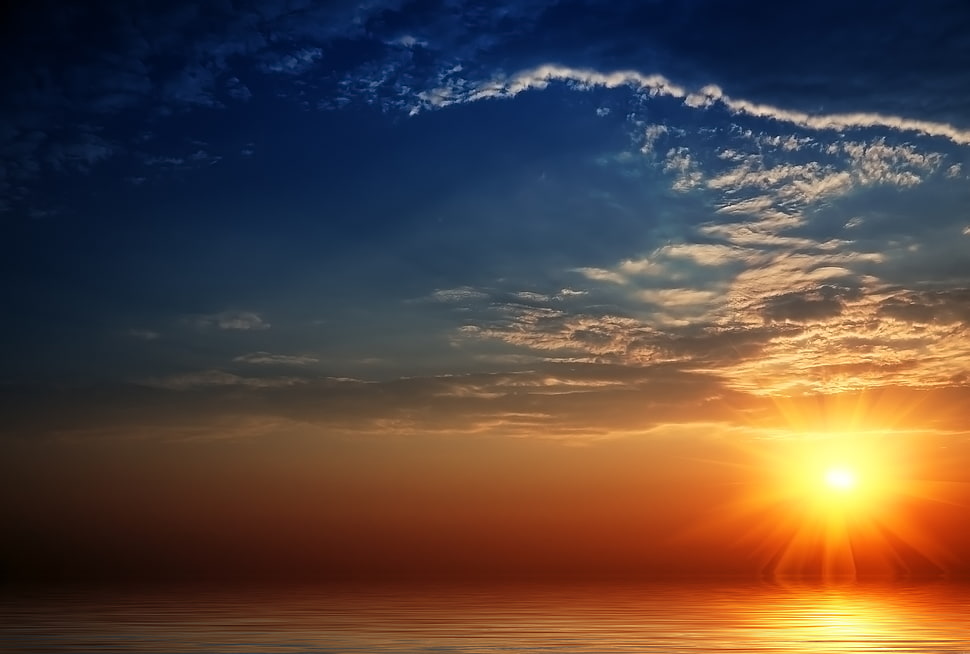 sunset in the sea HD wallpaper