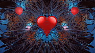 red and blue hearts abstract illustration