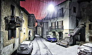 house and car photo during rainy season HD wallpaper