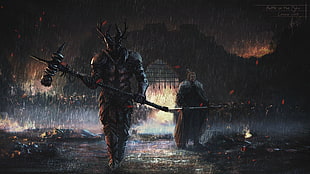 painting of two man holding swords