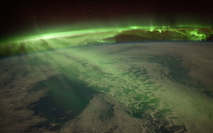 northern lights, aurorae, Earth, clouds, landscape