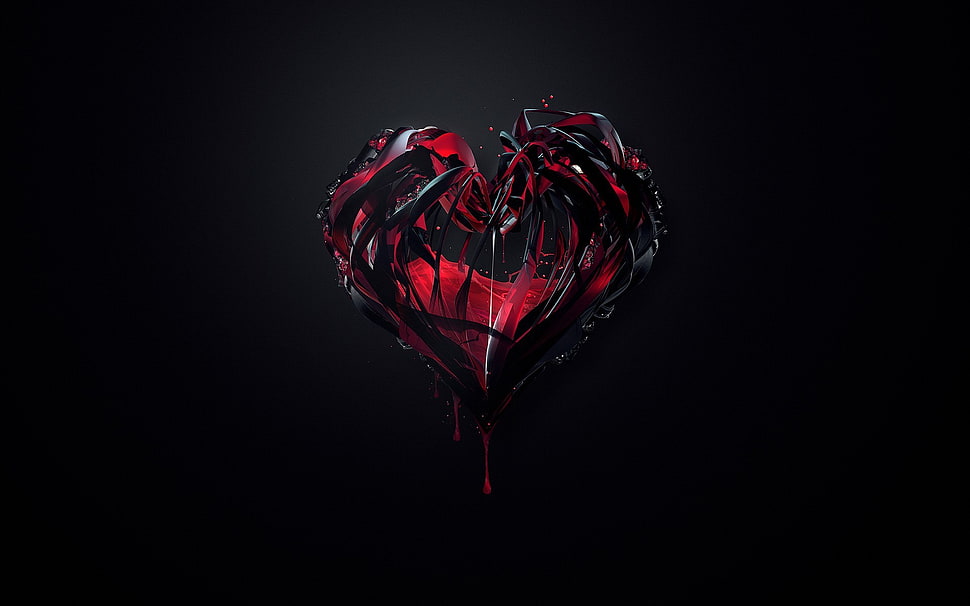 red heart illustration HD wallpaper