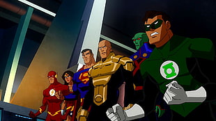 Justice League cartoon, Justice League, Flash, Wonder Woman, Superman HD wallpaper