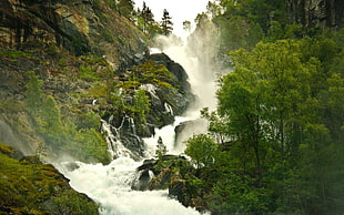 cascading waterfalls, nature, landscape, waterfall, trees HD wallpaper