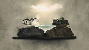 black book with two house image graphic HD wallpaper