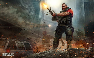 black and red action figure, gamers, war, gun, combat HD wallpaper