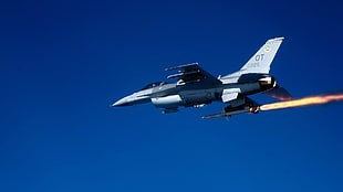 grey plane, military aircraft, airplane, jets, General Dynamics F-16 Fighting Falcon