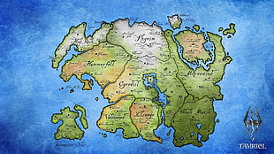 green and blue Tamriel map