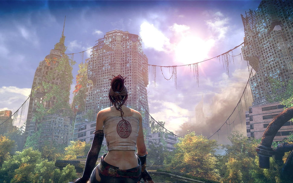video game wallpaper, city, digital art, ruin, Enslaved: Odyssey to the West HD wallpaper