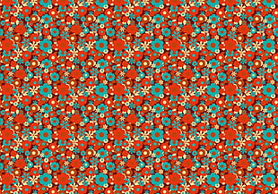 red and blue floral wallpaper