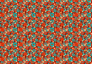 red and blue floral wallpaper