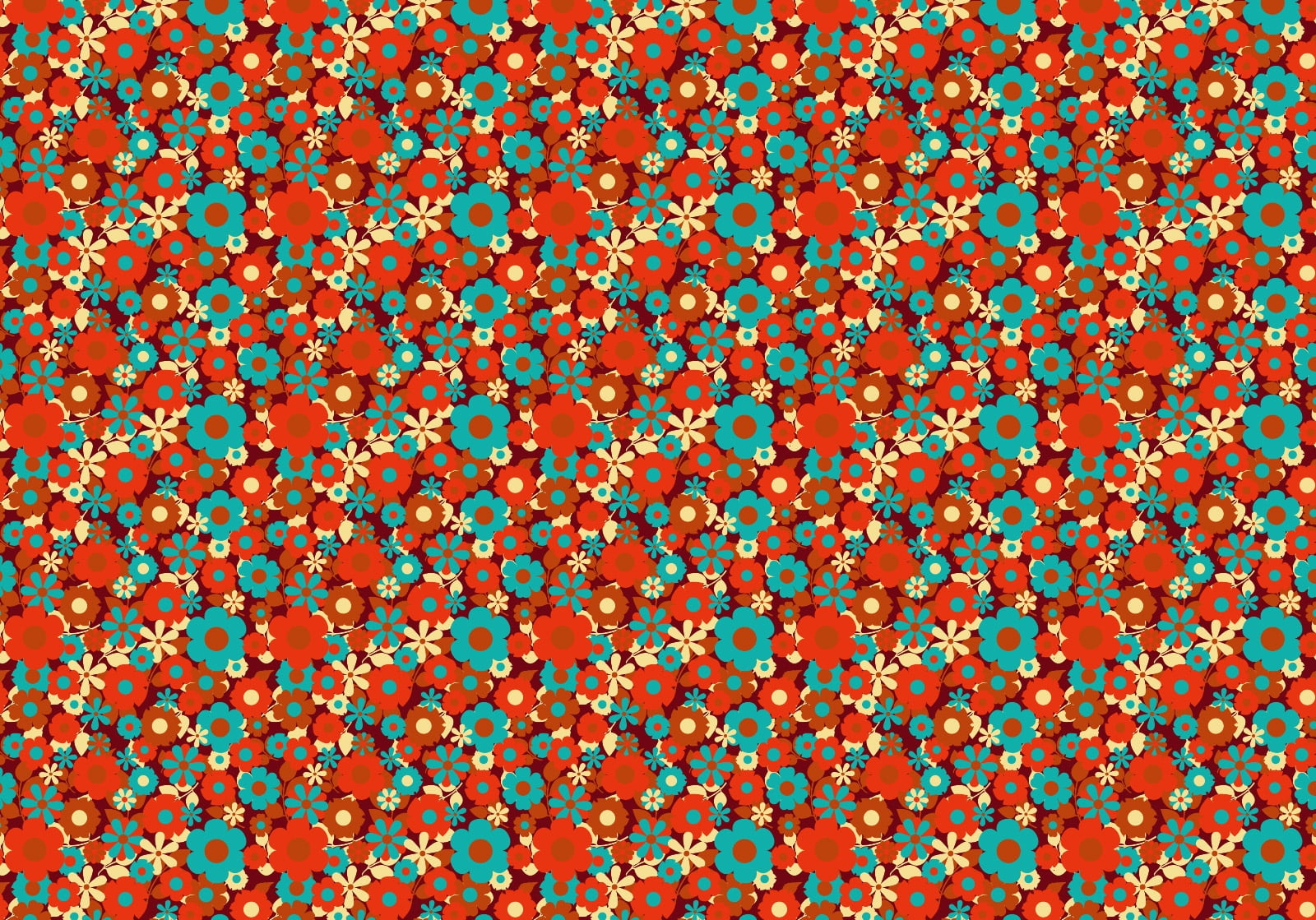 red and blue floral wallpaper