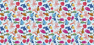 assorted sea creature clip art HD wallpaper