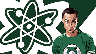 men's green and white shirt, Sheldon Cooper, The Big Bang Theory