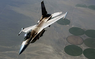 brown and black metal tool, airplane, General Dynamics F-16 Fighting Falcon HD wallpaper
