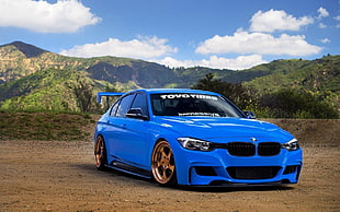 blue BMW sedan, car, BMW, blue cars HD wallpaper