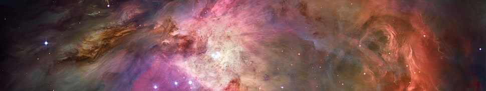 orange, gray, and pink galaxy, Orion, nebula, space, stars HD wallpaper