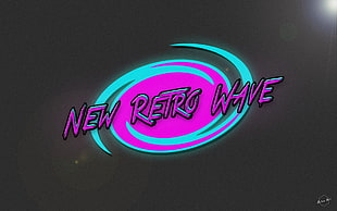 purple and blue New Retro Wave logo, New Retro Wave, synthwave, neon, 1980s