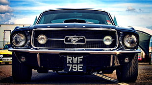 black Ford Mustang HD wallpaper