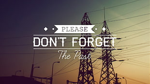 two truss towers with text overlay, electricity, power lines, filter, typography HD wallpaper