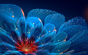 blue flower wallpaper, fractal, abstract, fractal flowers, blue flowers HD wallpaper
