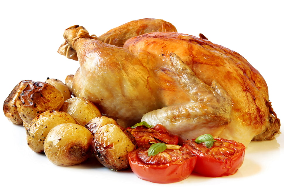 roaster chicken with tomatoes HD wallpaper