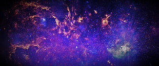 purple and orange galaxy, galaxy, stars, sky, blue