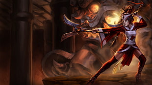 female warrior digital wallpaper, video games, Akali, League of Legends