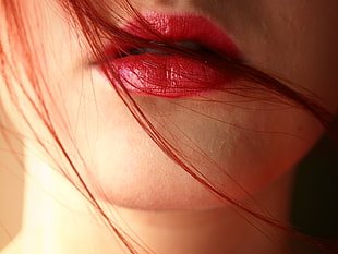 Women's red lipstick