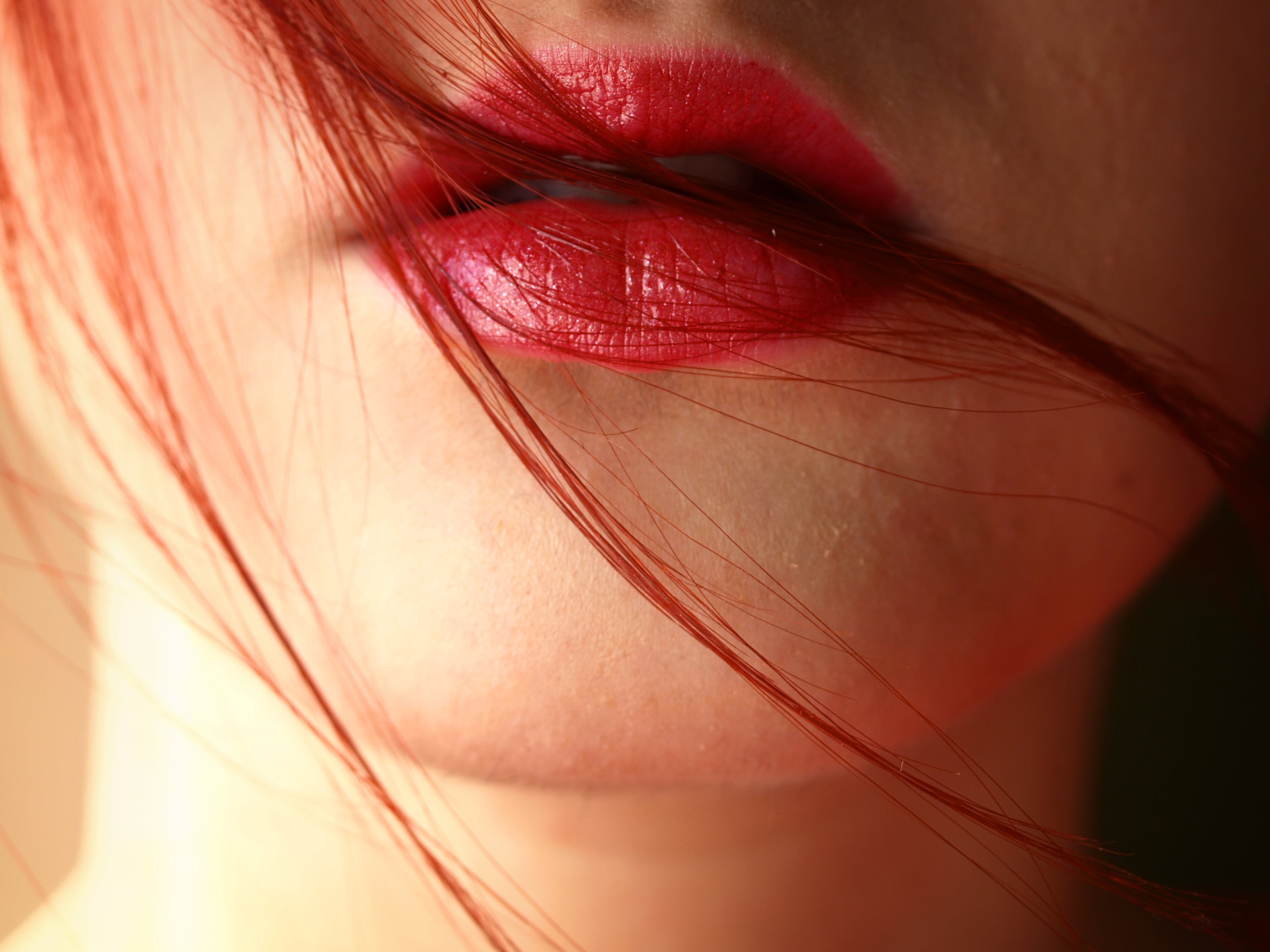 Women's red lipstick