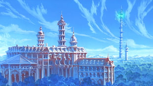 gray building illustration, Little Witch Academia