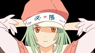 girl with pink and white hat anime character