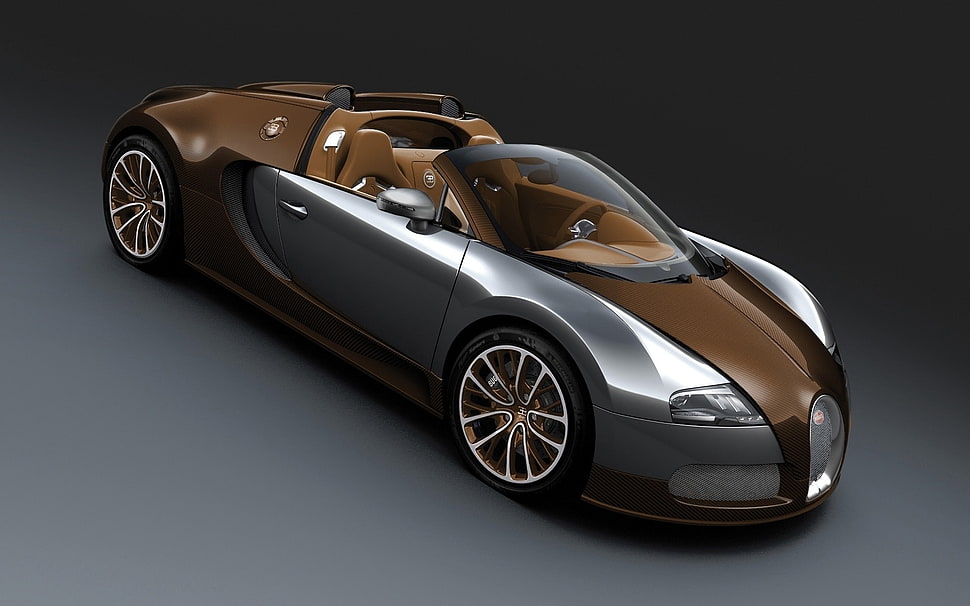 silver and brown Bugatti Veyron HD wallpaper
